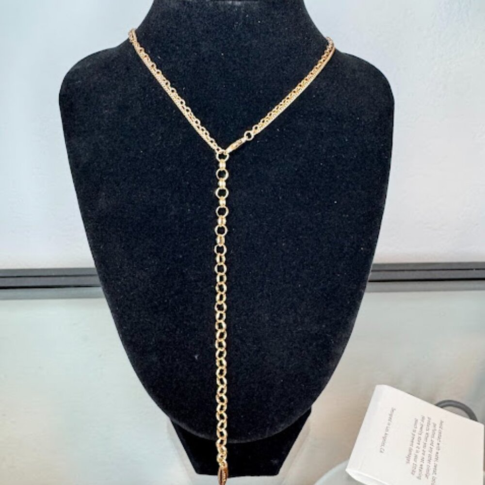 NWT Ettika Double Pendant Gold Necklace - Picture 3 of 4